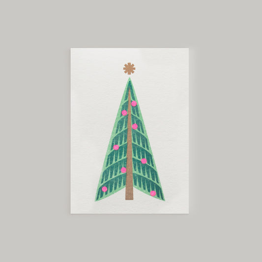 Retro inspired mini Christmas tree card with envelope. Nordic style simple designed christmas card with envelope.