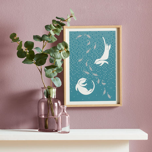 Little Otters Metallic A4 Print SALE