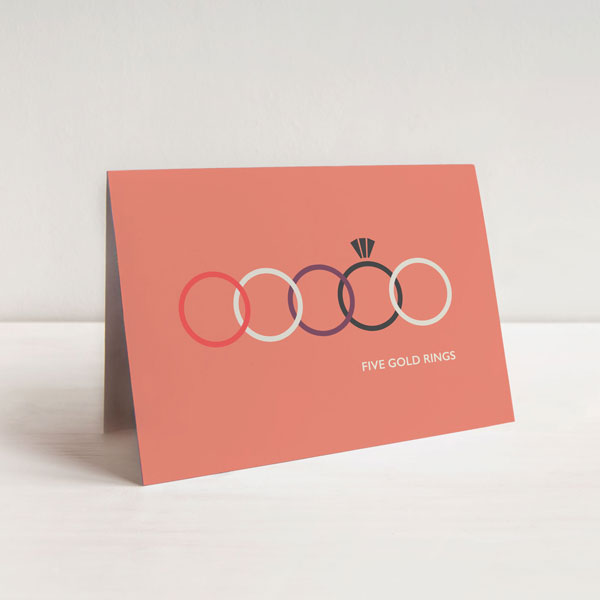 Five Gold Rings Christmas Card SALE