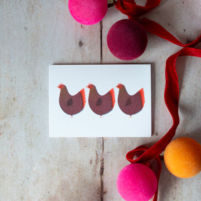 Three French Hens Mini Card SECONDS