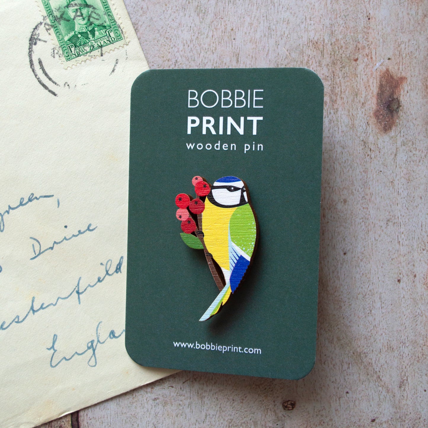 Blue Tit Pin Badge & Card Set