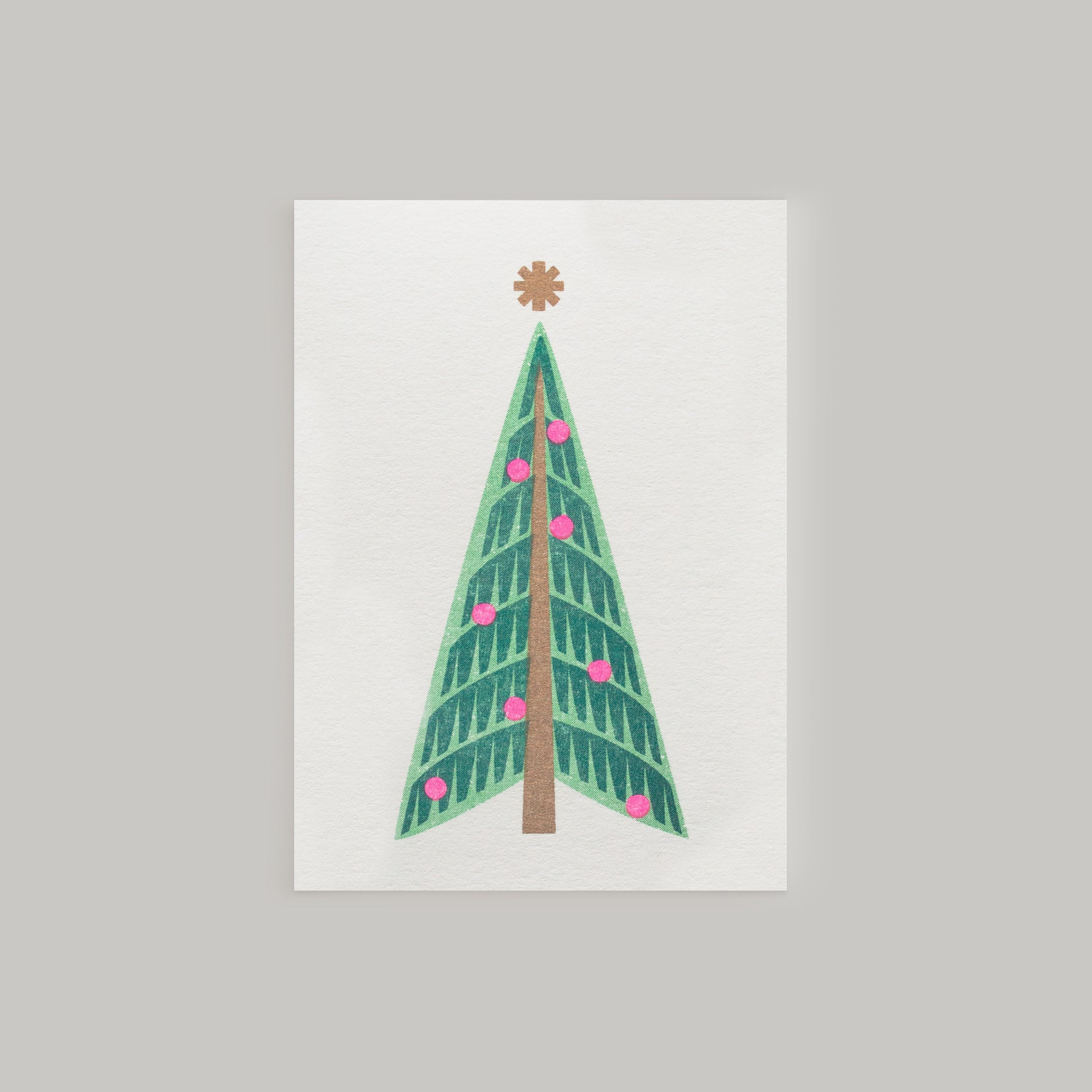 Bobbie Print | Retro Christmas Tree Christmas Card | Risograph Printed ...