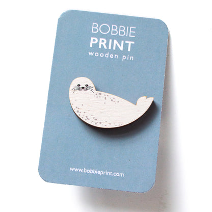 Seal Pup Wooden Pin Badge SECONDS