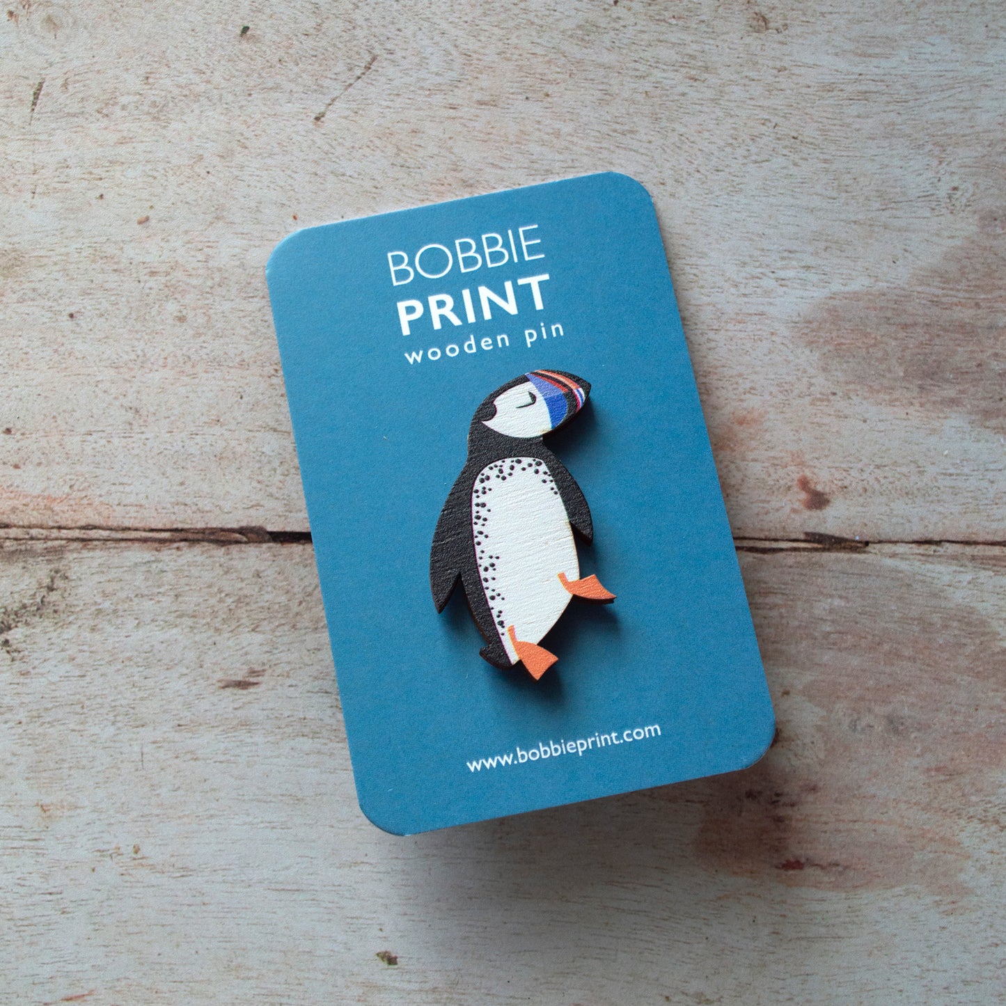 Puffin Wooden Pin Badge